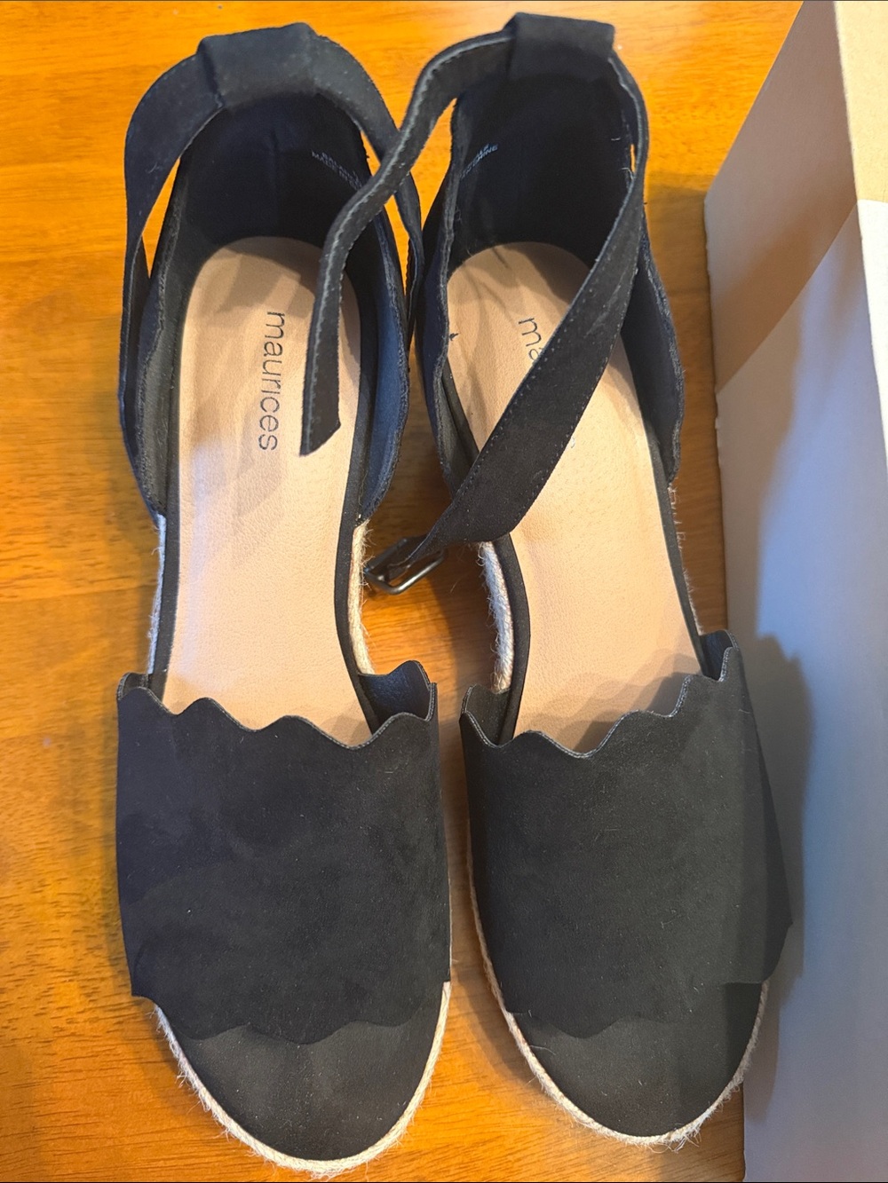 Maurices Black Scallop-Trim Espadrille Sandals